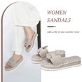 thumbnail image 3 of Woobling Sandales Compensées d'Été pour Femmes, Espadrilles à Nœud, Plateforme, à Enfiler, Talon Compensé, Claquettes, Kaki, 6, 3 of 11
