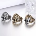 thumbnail image 5 of K-KED Mens Stainless Steel Masonic Skull Ring Biker Delicate Jewelry Tone Size 7-13-7-Silver/Gold, 5 of 8