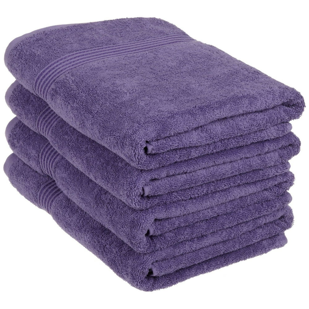 100 Cotton 4Piece Bath Towel Set, Royal Purple