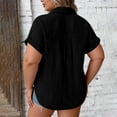 thumbnail image 5 of Plus Size Women's Short Sleeve Button Down Shirt with Notch Collar and Patch Pockets, 5 of 7