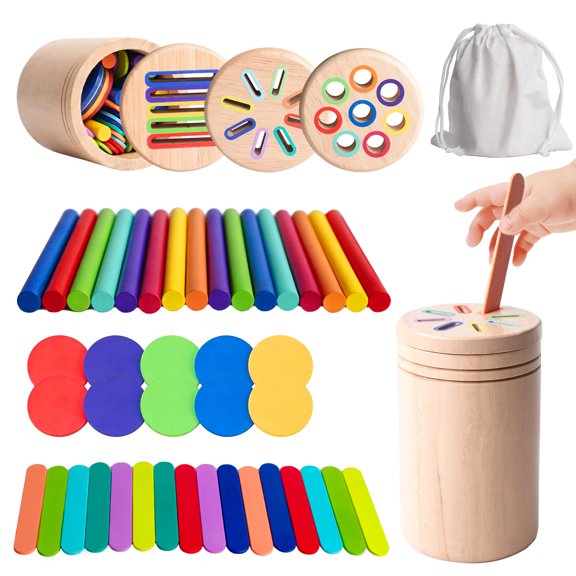 Juguete Montessori de Madera 3 en 1 para Clasificación de Colores – Kkogleam