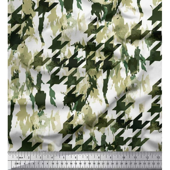 Soimoi Rayon Fabric Two Tone with White Camouflage Print Sewing Fabric Yard 56 Inch Wide