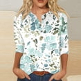 thumbnail image 2 of QHWAUAKFBN Womens T Shirts Graphic V Neck Colorful Gradient Geometric Print Button Three Quarter Sleeve Tshirts Top, 2 of 4