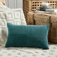 thumbnail image 3 of Fancy Homi 2 Pcs Teal Lumbar Decorative Throw Pillow Covers 12x20 inch for Living Room Couch Bed Sofa, Rustic Farmhouse Boho Home Decor, Soft Striped Corduroy Rectangle Accent Cushion Case 30x50 cm, 3 of 10
