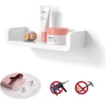 thumbnail image 2 of Floating Wall Shelf Debris Tray Waterproof Rack Kitchen Bathroom Pan-shaped Self-adhesive Body (color : White), 2 of 3