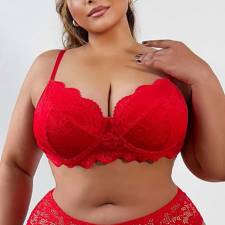 Tawop Womens Seamless Underwear Bra Lingerie Lace Sleepwear Plus Size Mesh Red 3xl(Us:14)