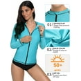 thumbnail image 3 of Alove Women's Solid Zipper Front Rash Guard Long Sleeve Swimsuit Shirt Top UPF 50+, 3 of 7
