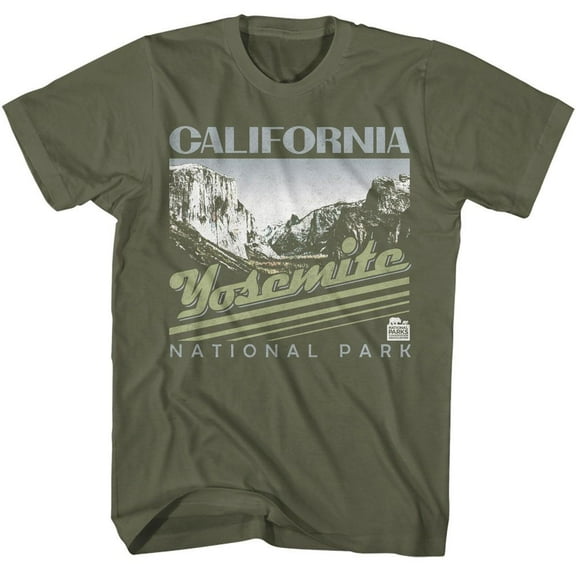Yosemite California Mountains Men's T Shirt (MilitaryGreen, AdultL)