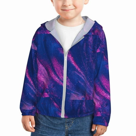 

Vsdgher Neon Gradient Blue Kids Sun Protection Hoodie with Zip Rash Guard Tops Children s Long Sleeve Sun Protection Clothing - 4 Years