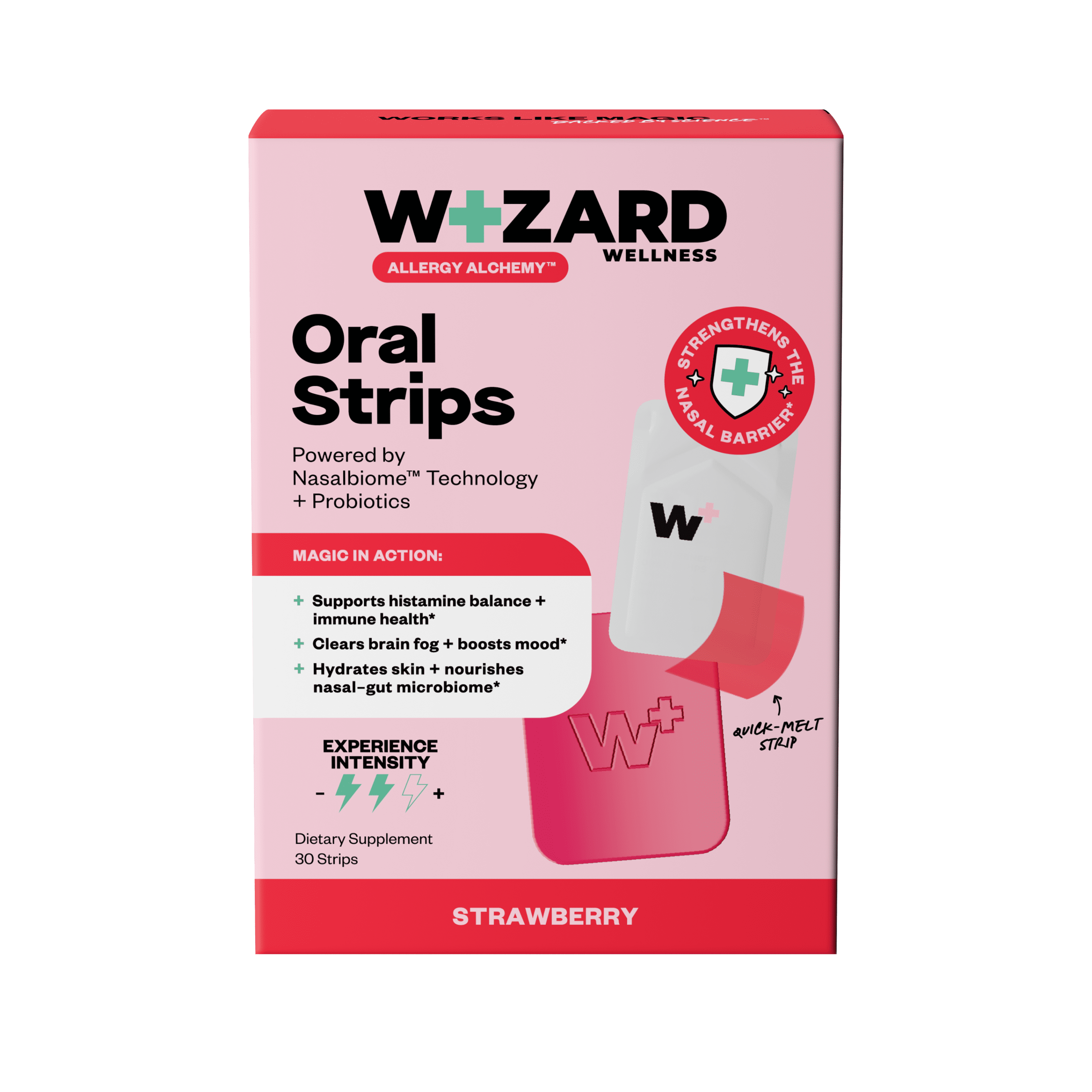 (2 pack) Wizard Wellness Multi-Benefit Allergy Oral Strips, Drug-Free with Probiotics + Quercetin, Strawberry, 30 Count