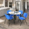 thumbnail image 3 of Regency Kahlo 36 in. Round Breakroom Table- White, Black Base & 4 M Stack Chairs- Blue, 3 of 8