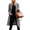 thumbnail image 2 of Abrigo de Invierno para Mujer, Estilo Casual, con Solapa de Muesca y Botonadura Sencilla Gris L, 2 of 10