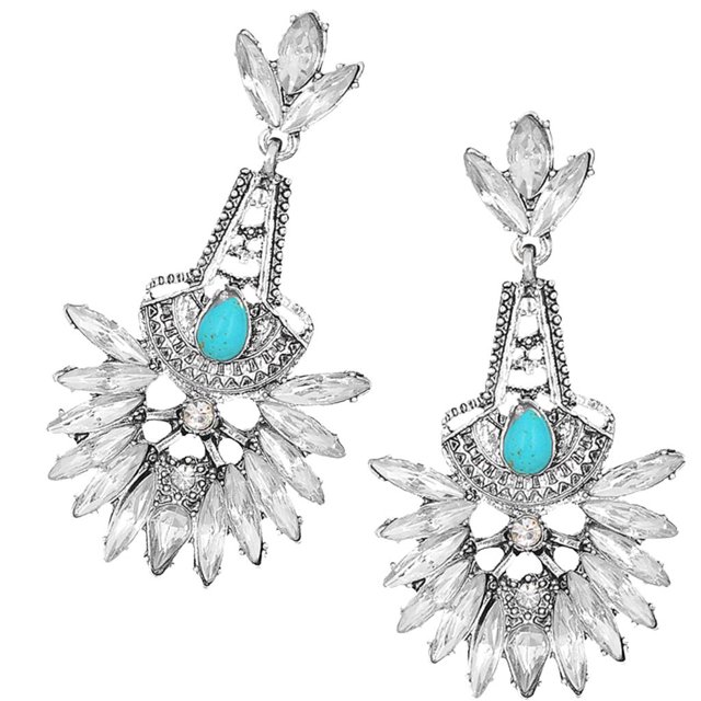 Retro Stud Pendientes Cuelgan Gota - Plata jinwen Pendientes colgantes étnicos