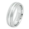 thumbnail image 2 of 6.5MM Comfort Fit Titanium Wedding Band Raised Shiny Brushed Sides Milgrain Titanium Ring (Size 7 to 12), 2 of 2