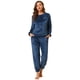 thumbnail image 1 of Conjuntos de pijama de traje de noche de cuello redondo de felpa cálida y suave para mujer Azul M, 1 of 6