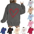 thumbnail image 5 of WREESH Oversized Sweatshirt for Women Crewneck Pullover Heart Graphic Loose Spring Tops Valentine Gifts Beige, 5 of 5