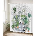 thumbnail image 2 of Plants Shower Curtain, Greenhouse Potted Plants Succulents Leaves and Pet Shower Curtain Set for Bathroom Green 72×72 inch, 2 of 6