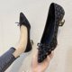thumbnail image 2 of Zapatos de tacón alto de cuero de alta calidad para oficina para mujer, zapatos de boda plateados para fiesta, zapatos de tacón alto con pajarita para Mujer, zapatos de tacón para Mujer35 Gao Jinjia LED, 2 of 2
