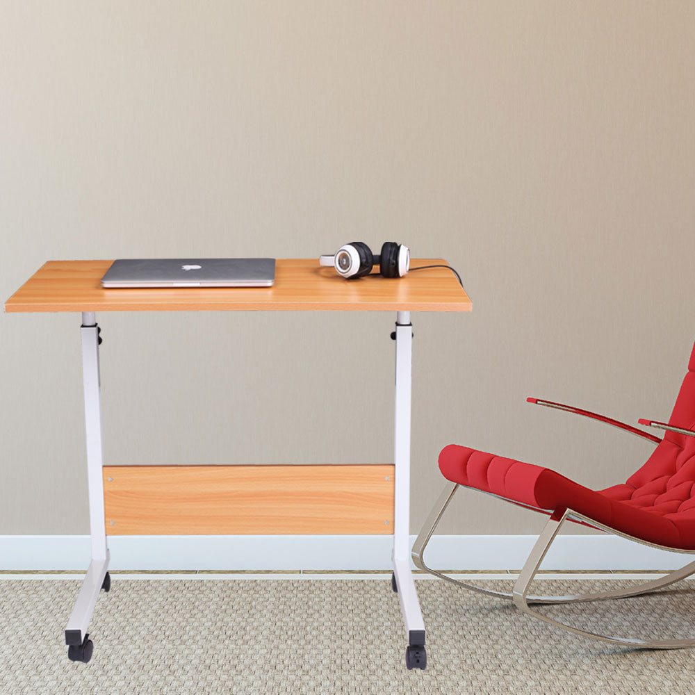 UBesGoo Side Table with Baffle Adjustable Height Laptop Table Stand Rolling Computer Desk Study