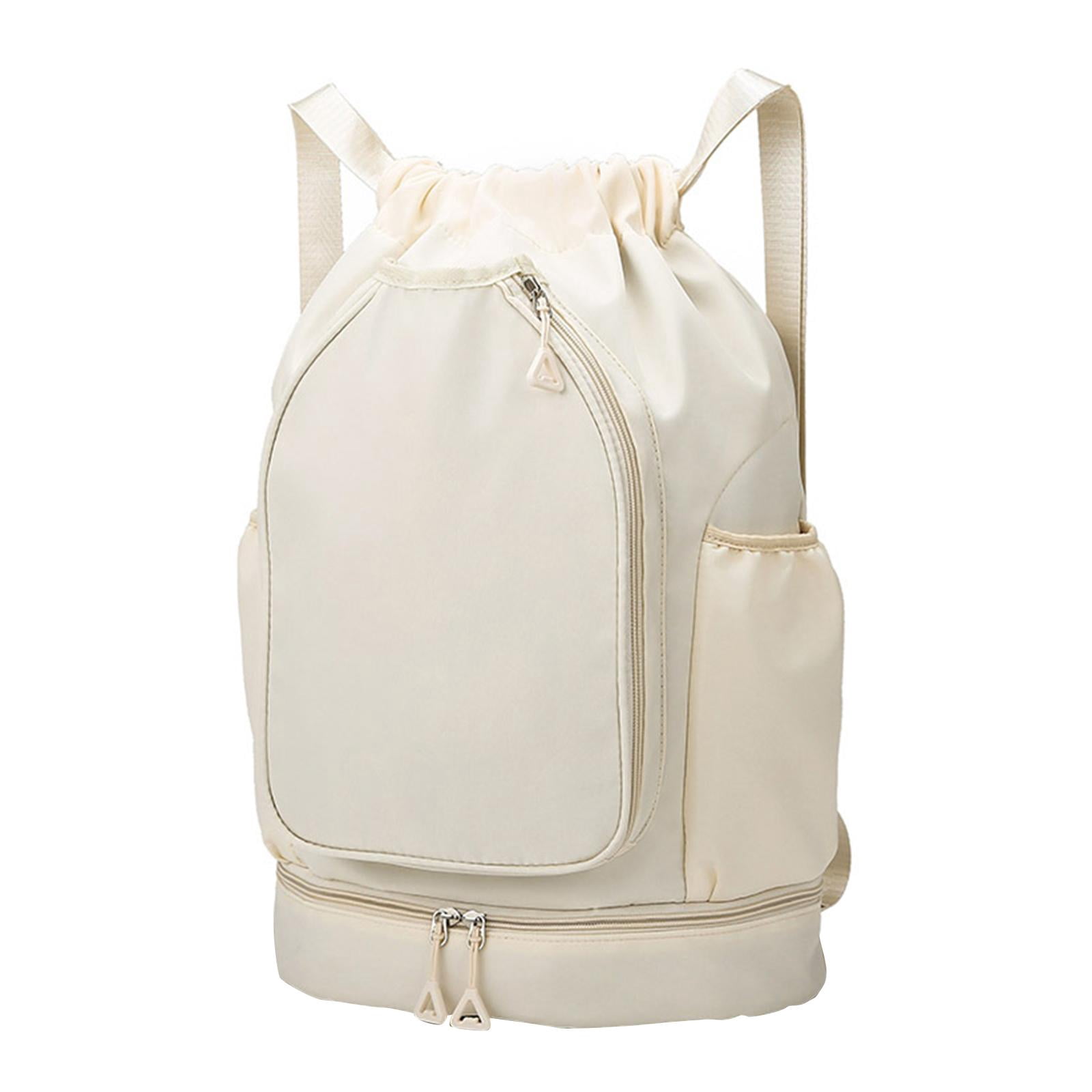 QccHieUs Tennis Backpack Badminton Racket Bag Drawstring Handbag Shoulder Bag for Outdoor Beige