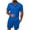 Blue, variant on Men Textured Casual Short Sets Solid Short Sleeve Pocket Button Down Shirt Elastic Shorts 2 Piece Outfits Tracksuit