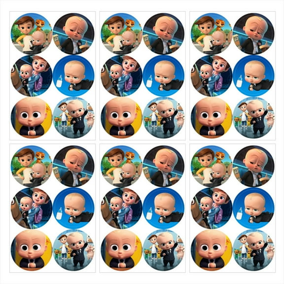 Boss Baby White Boy Stickers Party Favors Labels Birthday Thank You Themed Round Circle Baby Shower 60pcs