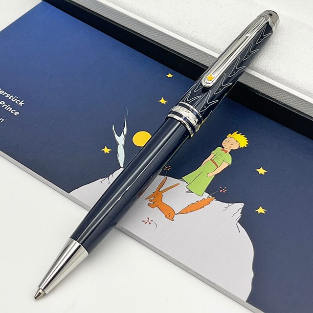 Pluma estilográfica MB Little Prince and Fox 163 azul oscuro Rollerball, papelería con número de serie