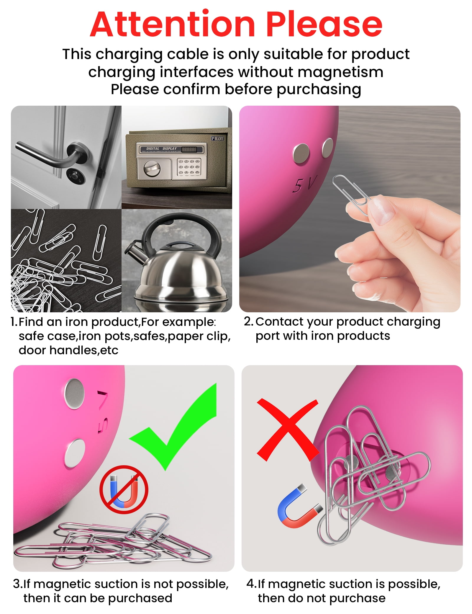 BICMICE 2.7' USB to Magnetic DC Charger Cable, White, Charging Compatibility Durability