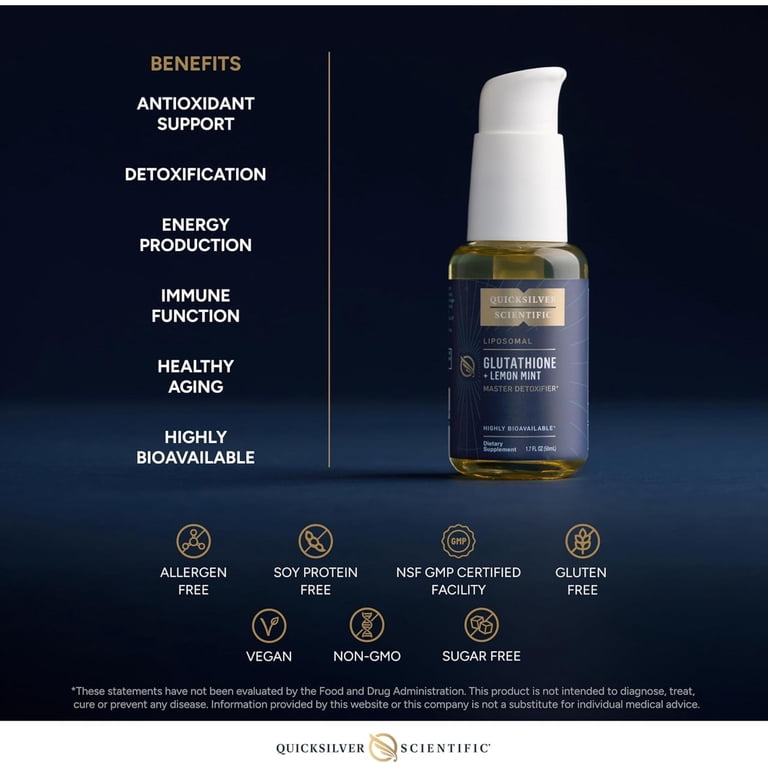 Quicksilver Scientific Liposomal Glutathione - Superior Absorption Oral Glutathione Supplement for Detox & Immune Support
