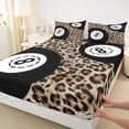 thumbnail image 4 of Castle Fairy Leopard Print Billiards Bed Sheets 4-Piece, Vintage Sport Theme Full Size Sheets, Brown Black White,1 Fitted Sheet, 1 Flat Sheet and 2 Pillowcases, 4 of 6