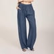 thumbnail image 2 of Pantalones anchos con cordón para mujer, de algodón liso y cintura elástica, para uso informal, 2 of 8