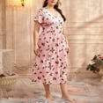 thumbnail image 5 of Leesechin Ladies Robes Long Length Plus Size Women's Dress Lace Patchwork Printing Summer Pajamas Home Clothes Pajamas Dresses, 5 of 5