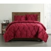 Truly Soft Everyday Pleated Velvet Duvet Sets Red Full / Queen Duvet Set
