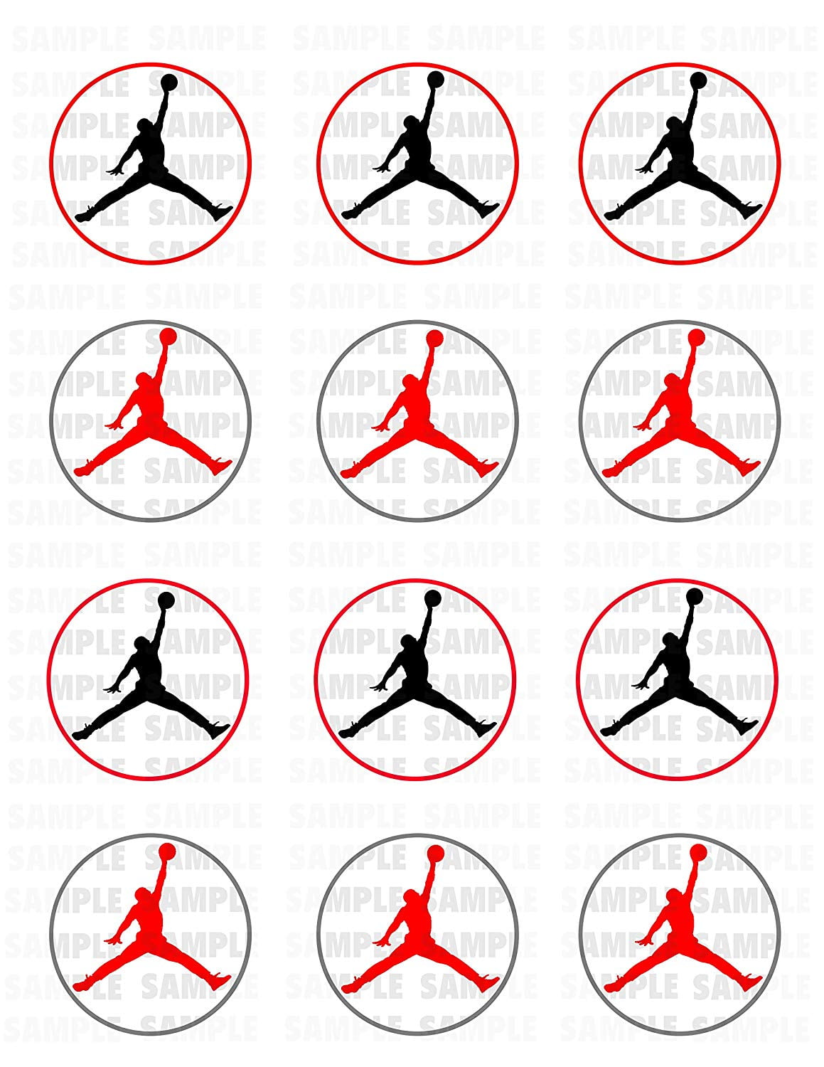 Jordan Jumpman Edible Cupcake Toppers (12 Images)