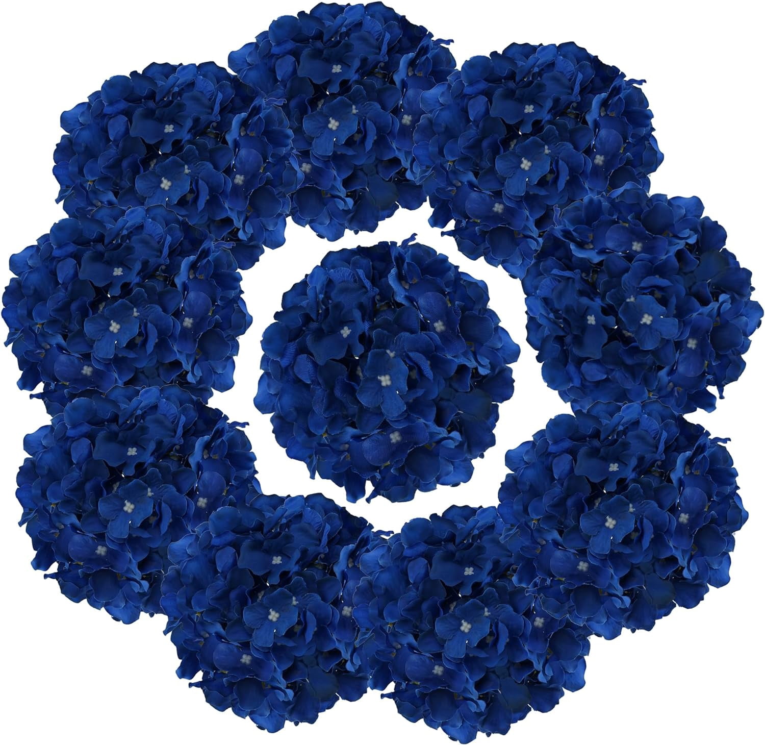 Fake Blue Hydrangea Artificial Flowers - Faux Silk Hydrangeas Flowers Heads with Stems Real Touch for Home Wedding Party Table Decor(Royal Blue,Pack of )
