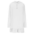 thumbnail image 4 of Tauxra Robe à Capuche Unie pour Femmes Robe Décontractée à Manches Longues avec Ourlet à Volants Robe Chandail pour Usage Quotidien, 4 of 9