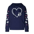 thumbnail image 3 of Cute Dog Paw Print Hoodies for Women Casual Oversized Waffle Hooded Sweatshirts Comfy Fall Winter Pullover Tops for Going Out, 3 of 5