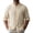 Khaki, variant on HOOMEUMY Mens Linen Mix Mandarin Collar Half Sleeve Shirt With Buttons Casual Breathable Tops For Vacation And Daily Wear Khaki