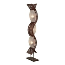 DecMode 67" 3 Light Wavy Tribal Brown Floor Lamp with Cream Shell Shade