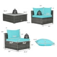 thumbnail image 4 of Costway 7PCS Patio Rattan Furniture Set Sectional Sofa Cushioned Turquoise, 4 of 8