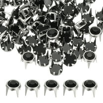 Uxcell 8mm Rhinestone Stud, 70 Sets Metal Claw Beads Nailhead Rivet Decorative Refills Rivet for Leather Crafting for Decor Repair Clothing Belts Bags Shoes, Black Silver Tone
