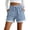 Light Blue, variant on Gyujnb Women Casual Shorts, Drawstring Elastic Waist Roll‑Up Hem with Side Pockets,Dark Blue