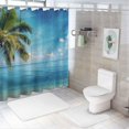 thumbnail image 7 of Orinice Palm Tree Blue Sky Water Bathroom Decor Set with Hooks Polyester Fabric Shower Curtain Set 69x72, 7 of 7