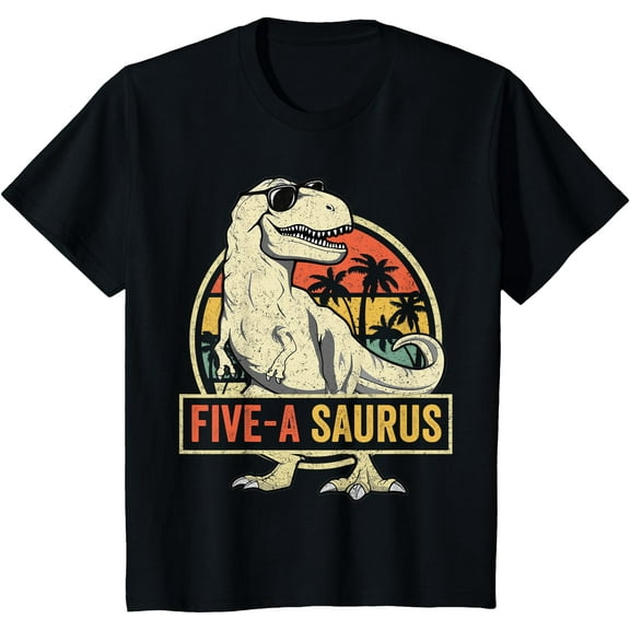 5 Year Old Dinosaur Birthday 5th T Rex Dino Five Saurus Unisex T-Shirt for Men Women Kids