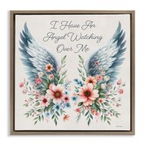 Stupell Industries Angel Watching Me Plants & Flowers Painting Brown Floater Framed Canvas Art Print Wall Art, 18 x 18