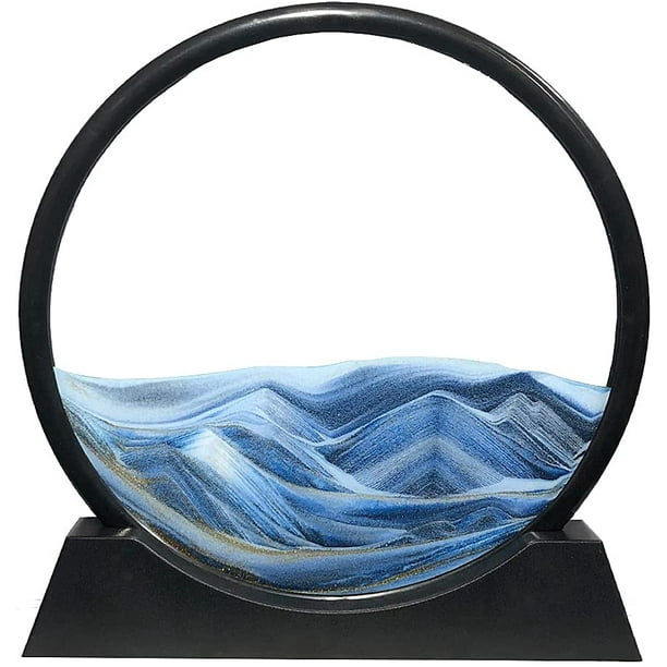 Imagen De Arte De Arena En Movimiento, Marco Redondo, Paisajes De Arena En Movimiento, Océano Azul, Mar Profundo, Arte De Arena, Juguete Relajante, Escritorio, Oficina En Casa Jormftte WRST-116