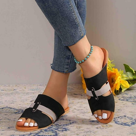 

Summer Savings Clearance 2023! TAGOLD Womens Slippers Wide Sandals for Women Women s Fashionable Slippers Casual Flat Bottomed Shoes Comfortable Sandals