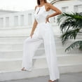 thumbnail image 2 of Ladies Halter One Piece Romper Solid Color Hollow Out Sexy Style Vacation Outfit, 2 of 9