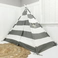 thumbnail image 4 of Play Tent Canopy Bed in Grey and White Stripe WITH Doors, 4 of 12
