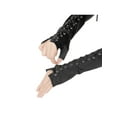 thumbnail image 4 of INSPIRE CHIC Women's Satin Lace Up Fingerless Gloves Solid Color Punk Arm Warmers One Size Black and Black Ribbon, 4 of 6